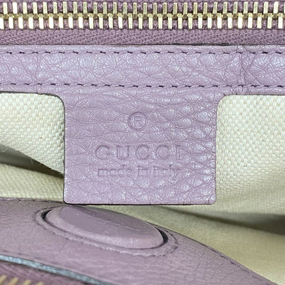 Gucci Handbag Bamboo 323660 Leather Purple Chien Pan Gold Hardware Women