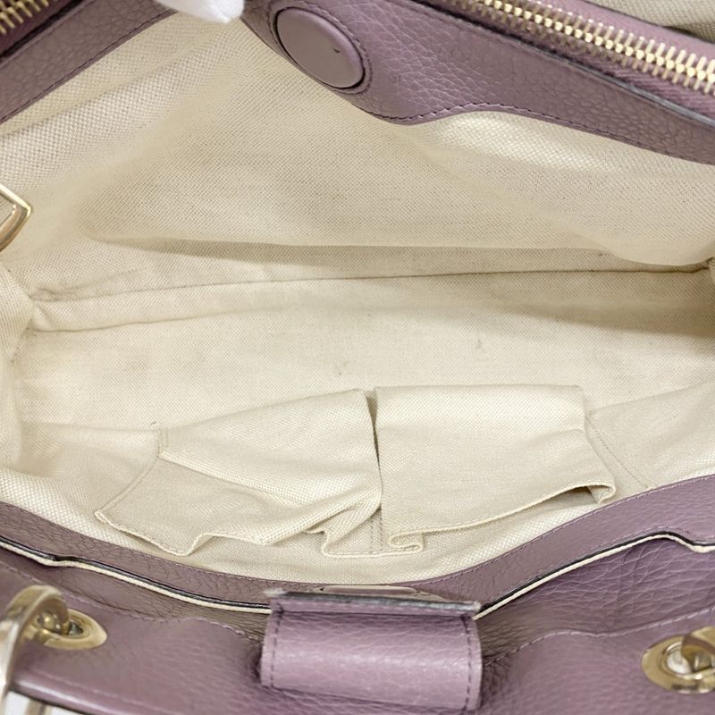 Gucci Handbag Bamboo 323660 Leather Purple Chien Pan Gold Hardware Women
