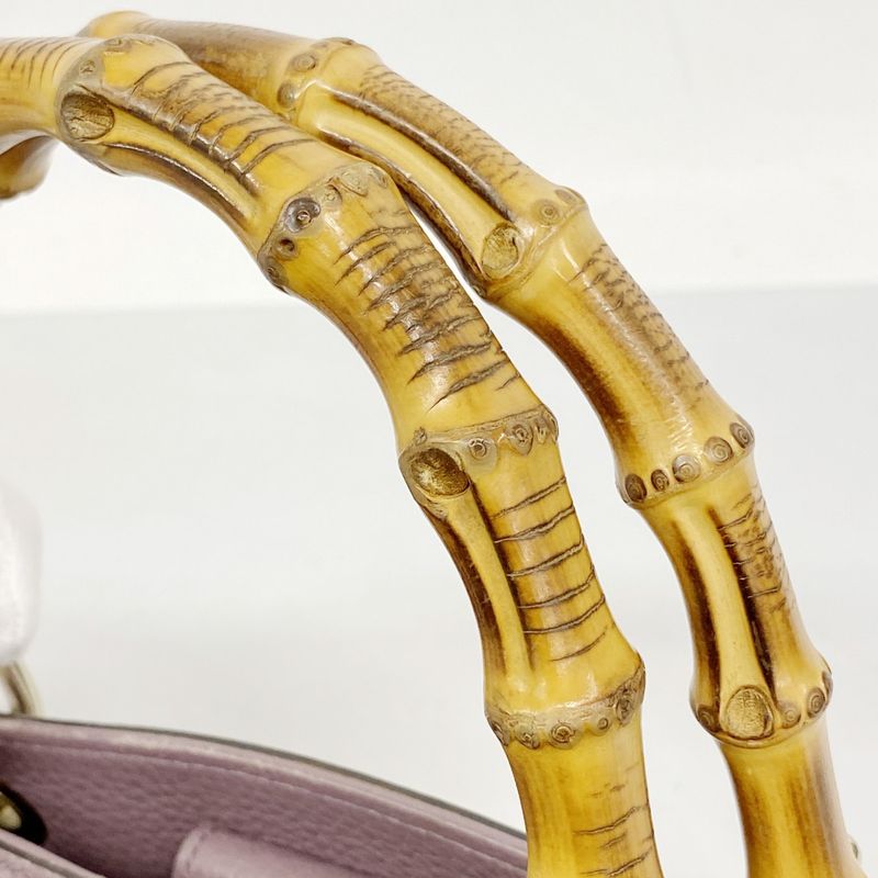 Gucci Handbag Bamboo 323660 Leather Purple Chien Pan Gold Hardware Women