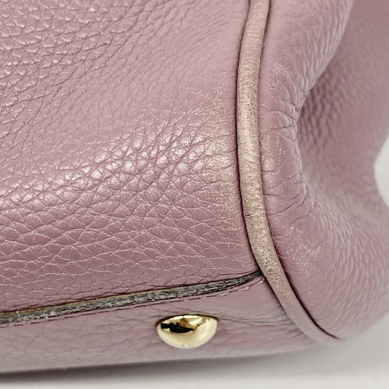 Gucci Handbag Bamboo 323660 Leather Purple Chien Pan Gold Hardware Women