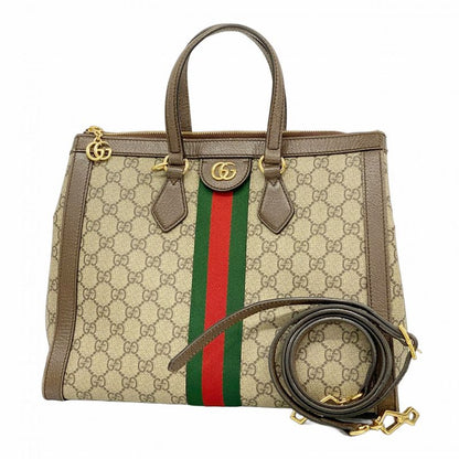 Gucci Tote Bag Ophidia 524537 PVC Brown Gold Hardware 2way Bag Women's