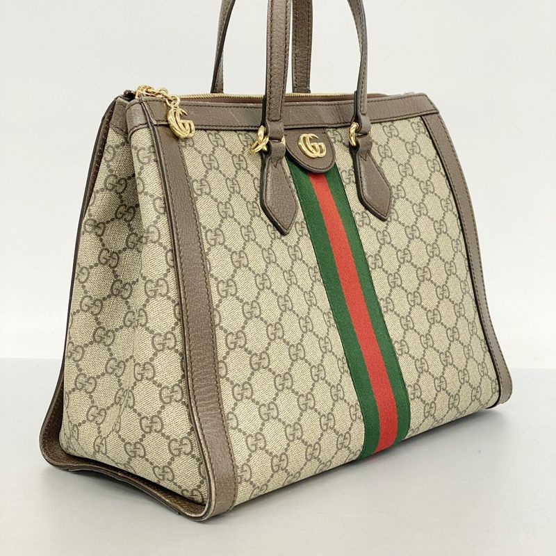 Gucci Tote Bag Ophidia 524537 PVC Brown Gold Hardware 2way Bag Women's