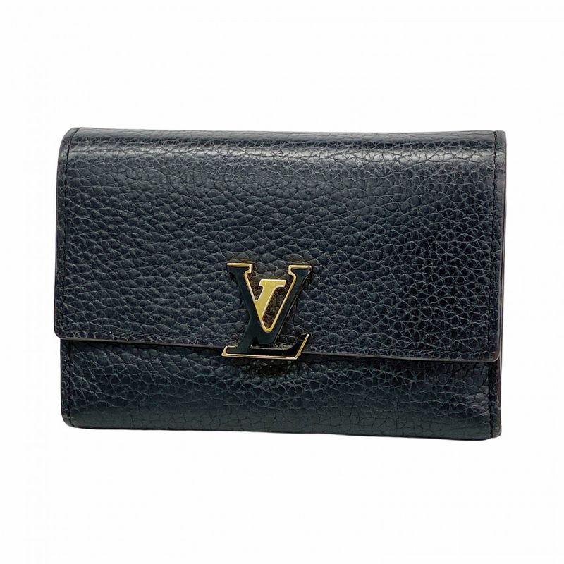 Louis Vuitton Trifold Wallet Portefeuille Capucines Compact M62157 Noir/hot Pin