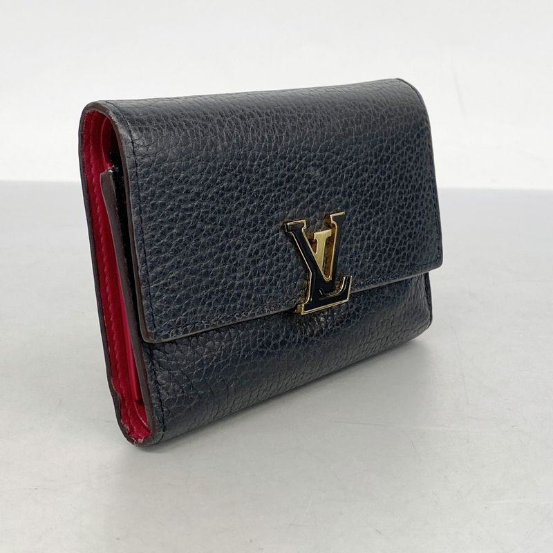 Louis Vuitton Trifold Wallet Portefeuille Capucines Compact M62157 Noir/hot Pin