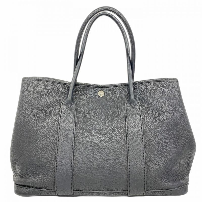 Hermes Tote Bag Garden Party PM Negonda Black Silver Hardware □L Engraved Ladies