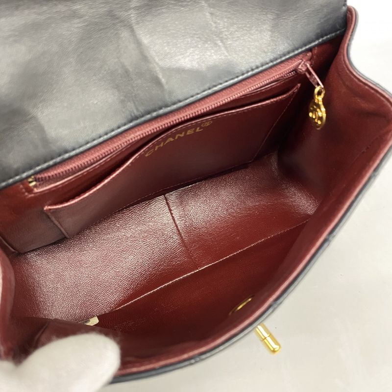 Chanel Shoulder Bag Matelasse Lambskin Black Gold Hardware Women