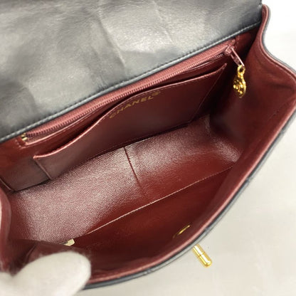 Chanel Shoulder Bag Matelasse Lambskin Black Gold Hardware Women