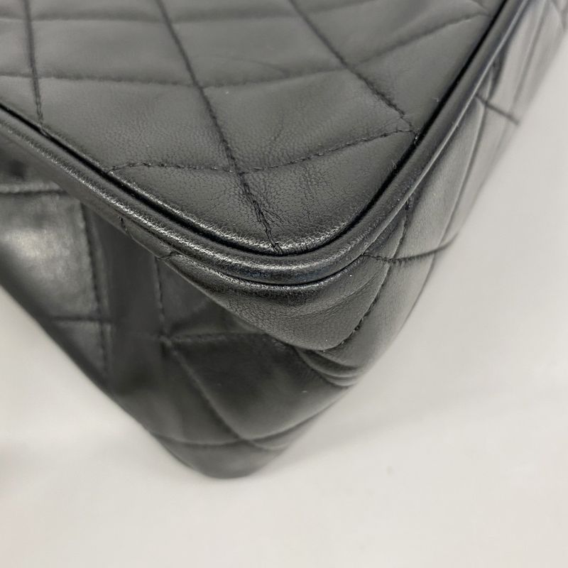 Chanel Shoulder Bag Matelasse Lambskin Black Gold Hardware Women