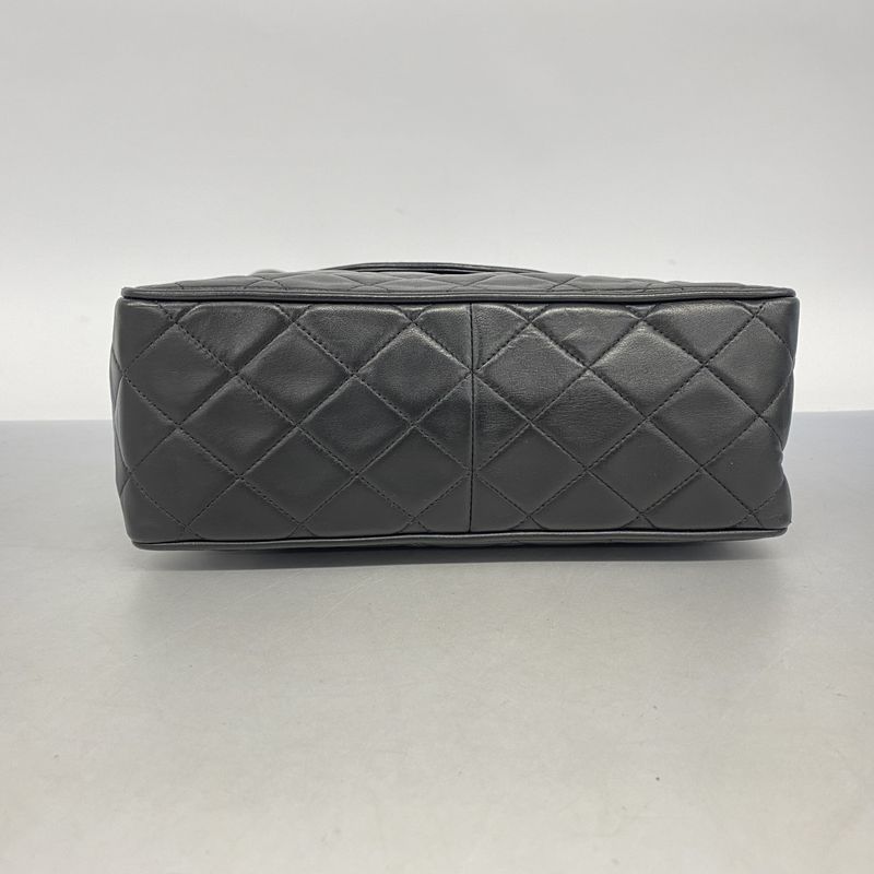 Chanel Shoulder Bag Matelasse Lambskin Black Gold Hardware Women