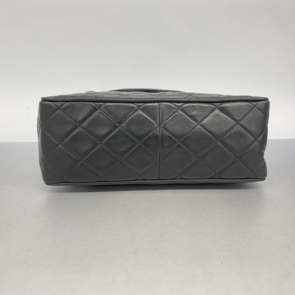 Chanel Shoulder Bag Matelasse Lambskin Black Gold Hardware Women