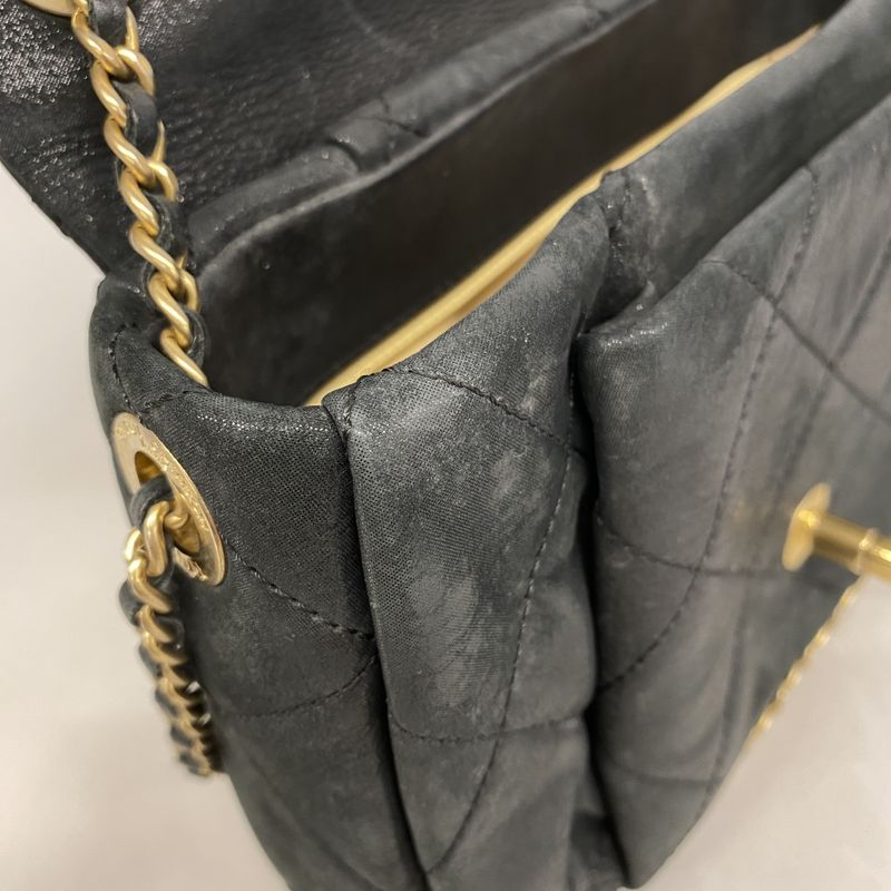 Chanel Shoulder Bag Matelasse Leather Black Gold Hardware Women
