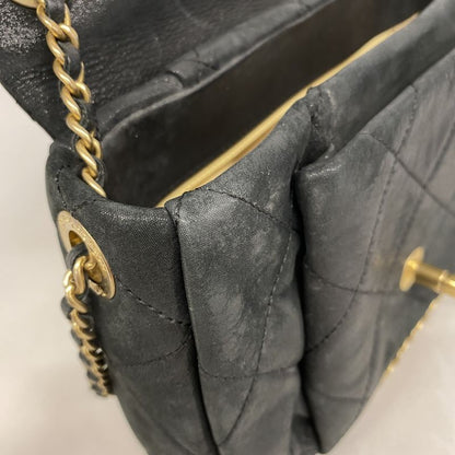 Chanel Shoulder Bag Matelasse Leather Black Gold Hardware Women