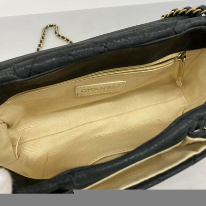 Chanel Shoulder Bag Matelasse Leather Black Gold Hardware Women