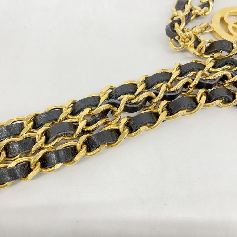 Chanel Belt Chain Black Gold Hardware Women