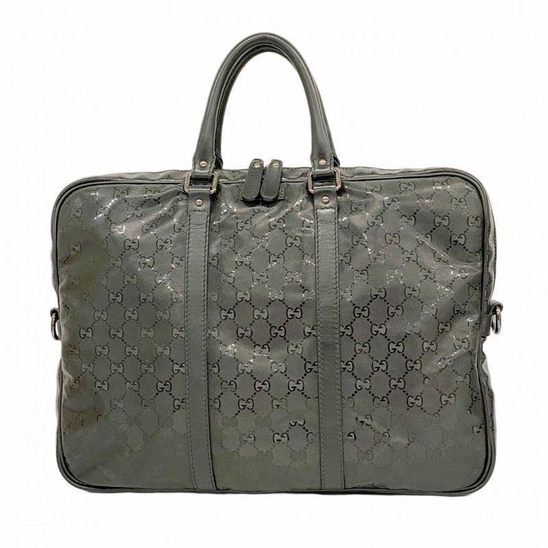 Gucci Business Bag GG Imprime 201480 PVC Black Silver Hardware Men's