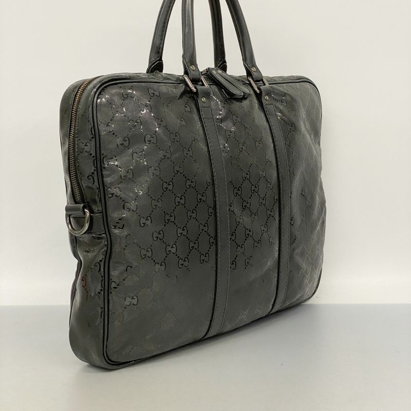 Gucci Business Bag GG Imprime 201480 PVC Black Silver Hardware Men's