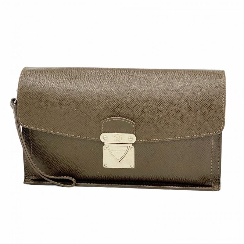 Louis Vuitton Clutch Bag Taiga Bellaire M32598 Grizzly Men's