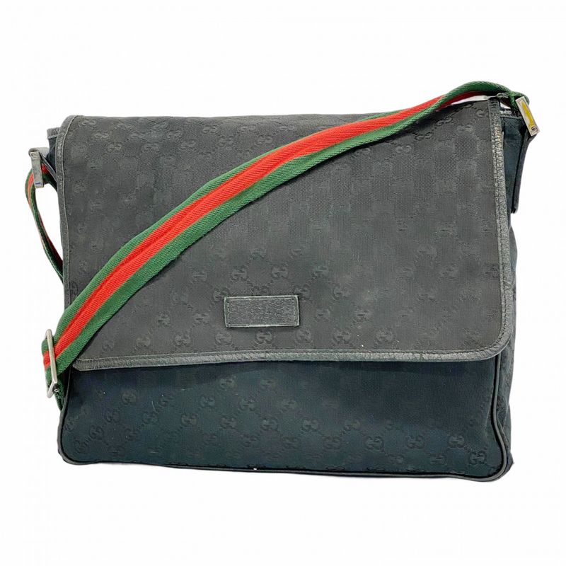 Gucci Shoulder Bag GG Canvas/sherry Line 233052 Canvas Black Silver Hardware