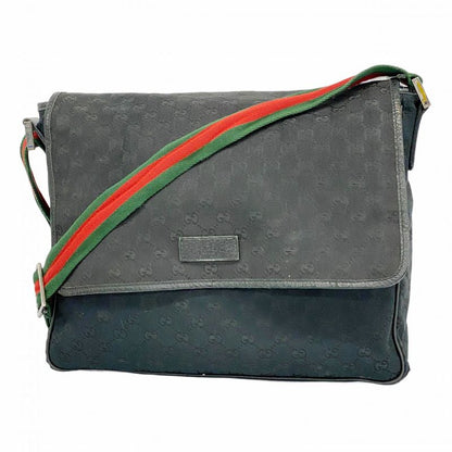 Gucci Shoulder Bag GG Canvas/sherry Line 233052 Canvas Black Silver Hardware