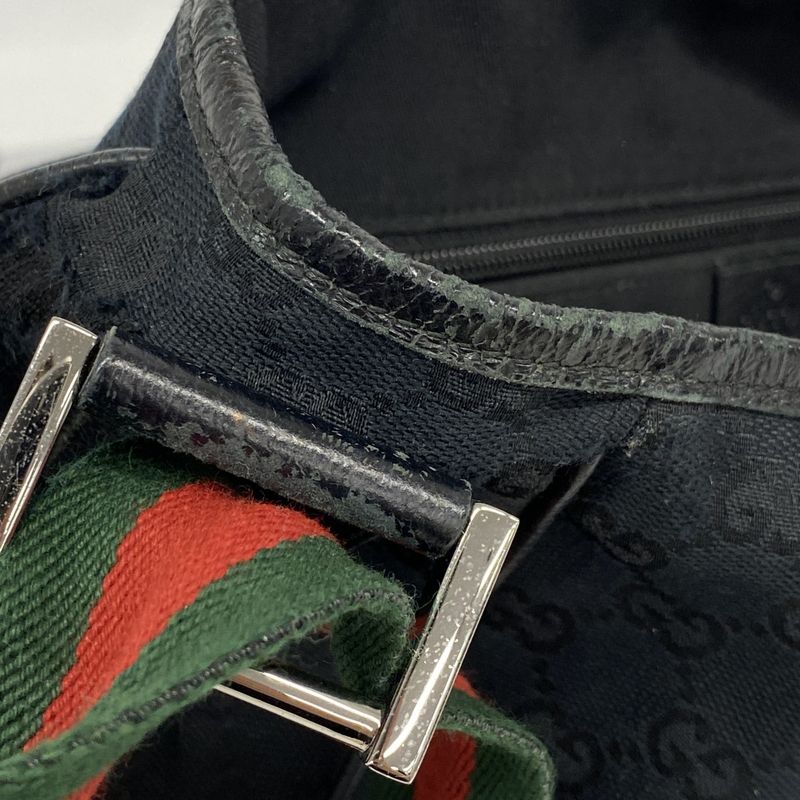 Gucci Shoulder Bag GG Canvas/sherry Line 233052 Canvas Black Silver Hardware