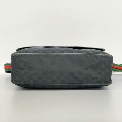 Gucci Shoulder Bag GG Canvas/sherry Line 233052 Canvas Black Silver Hardware