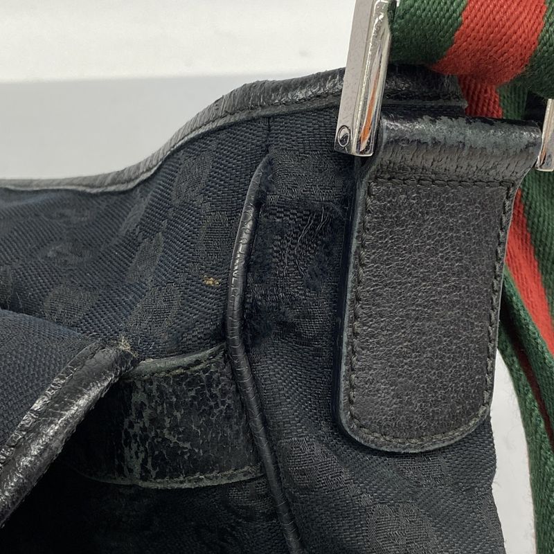 Gucci Shoulder Bag GG Canvas/sherry Line 233052 Canvas Black Silver Hardware