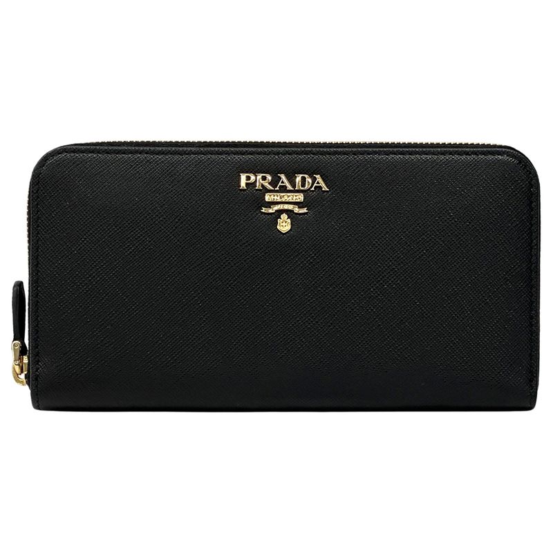 Prada Wallets Women Men Branded Long Wallet Saffiano Black 1ml506 Black Round