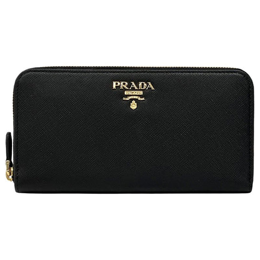 Prada Wallets Women Men Branded Long Wallet Saffiano Black 1ml506 Black Round