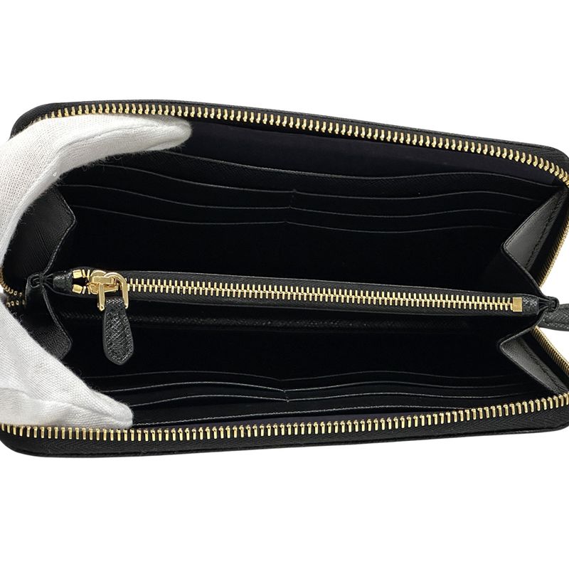 Prada Wallets Women Men Branded Long Wallet Saffiano Black 1ml506 Black Round