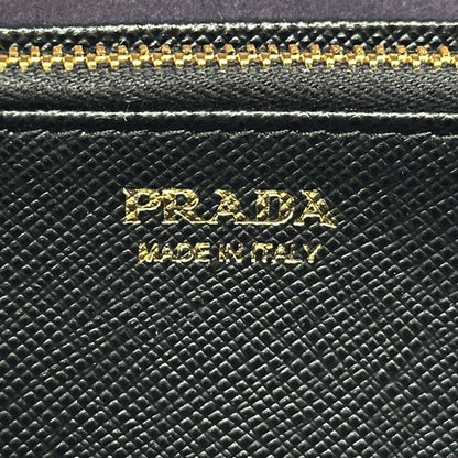 Prada Wallets Women Men Branded Long Wallet Saffiano Black 1ml506 Black Round