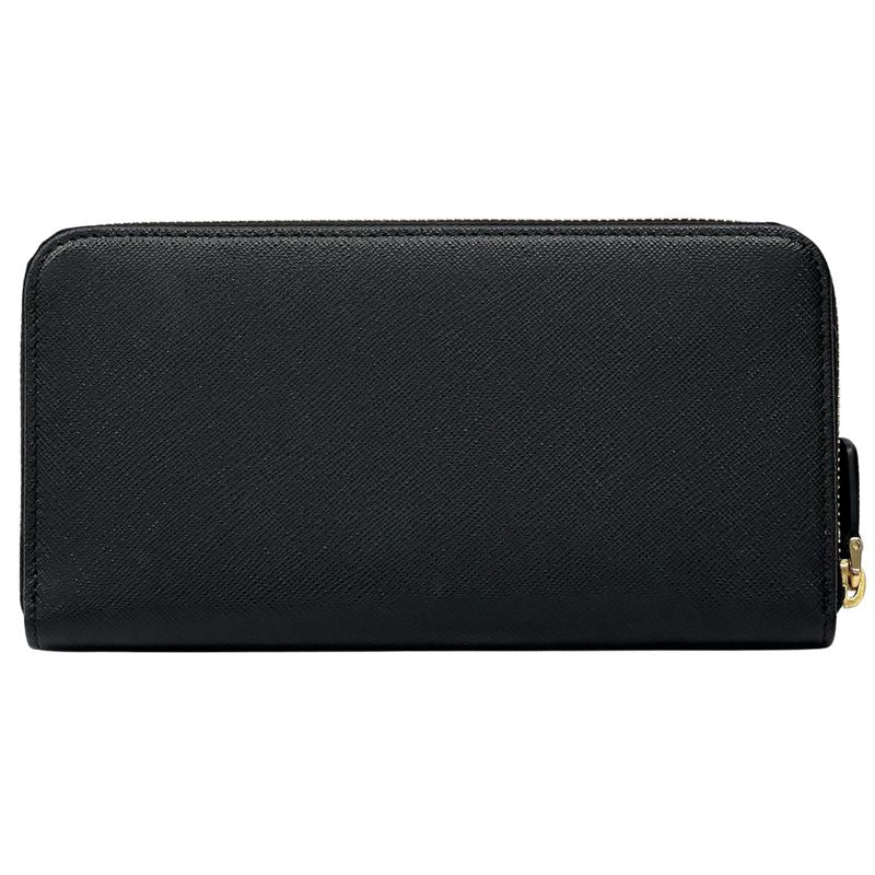 Prada Wallets Women Men Branded Long Wallet Saffiano Black 1ml506 Black Round