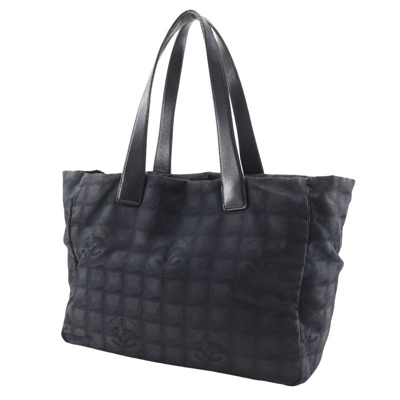 Chanel Tote MM New Travel Line Nylon Canvas Black Ladies Tote Bag