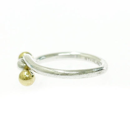 Tiffany & Co Silver Gold Love Knot Double Eye Ring 2.5g Sterling 18k Engraved