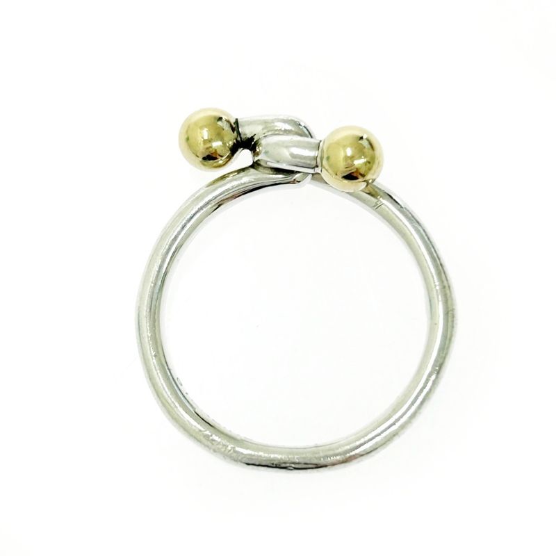 Tiffany & Co Silver Gold Love Knot Double Eye Ring 2.5g Sterling 18k Engraved