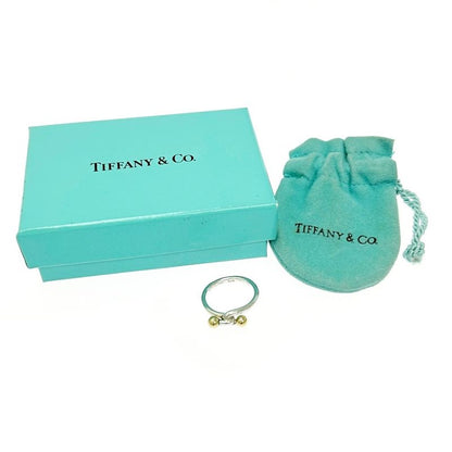 Tiffany & Co Silver Gold Love Knot Double Eye Ring 2.5g Sterling 18k Engraved
