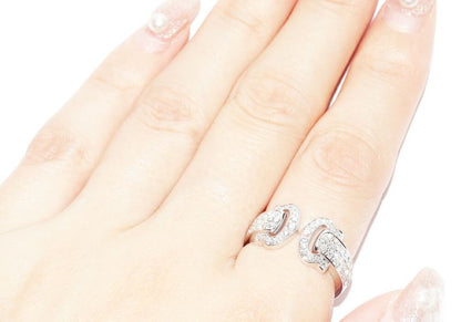 Cartier Ring 18K White Gold Paved Diamond 2C Boucle Ring