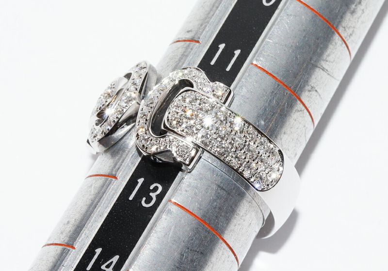 Cartier Ring 18K White Gold Paved Diamond 2C Boucle Ring
