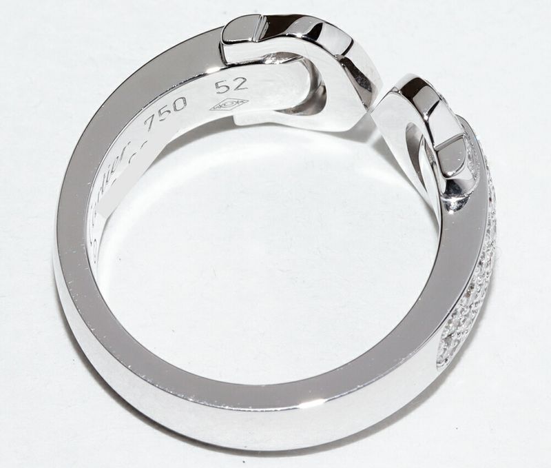 Cartier Ring 18K White Gold Paved Diamond 2C Boucle Ring