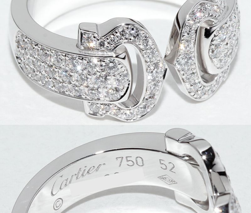 Cartier Ring 18K White Gold Paved Diamond 2C Boucle Ring