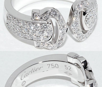 Cartier Ring 18K White Gold Paved Diamond 2C Boucle Ring