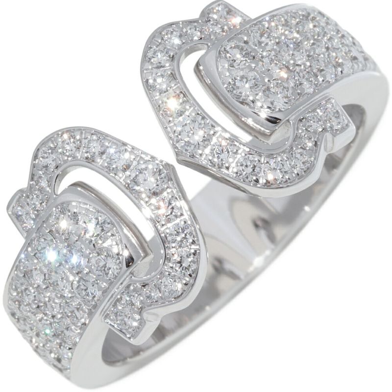 Cartier Ring 18K White Gold Paved Diamond 2C Boucle Ring