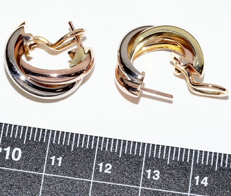 Cartier Earrings 18K Yellow Gold 18K White Gold 18K Pink Gold Trinity Earrings