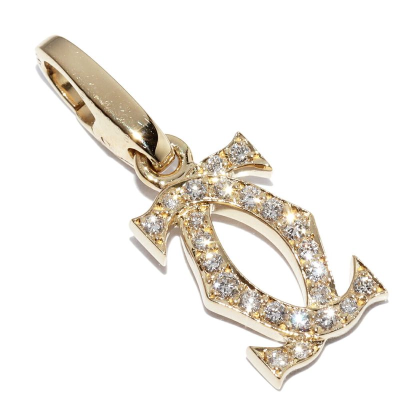 Cartier Charm Pendant Top 18K Yellow Gold 24P Diamonds 2ccharm Full Diamonds