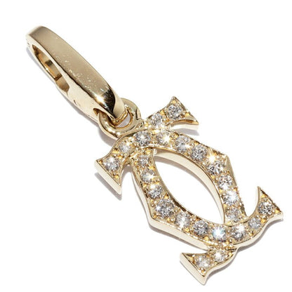 Cartier Charm Pendant Top 18K Yellow Gold 24P Diamonds 2ccharm Full Diamonds