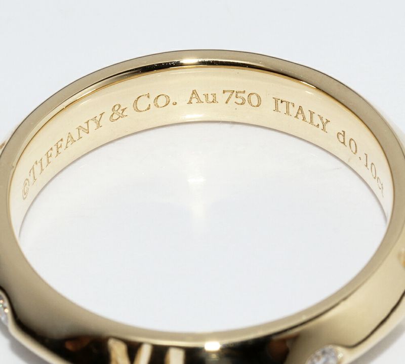 Tiffany & Co Ring 18K Yellow Gold 4P Diamonds (010ct) Atlas X Closed Narrow Ring