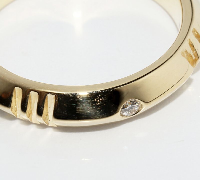 Tiffany & Co Ring 18K Yellow Gold 4P Diamonds (010ct) Atlas X Closed Narrow Ring