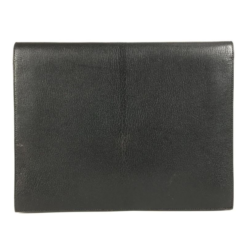 Hermes Clutch Bag Sac A Depeches Leather Black