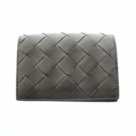 Bottega Veneta Intrecciato Leather Flap Card Case Black