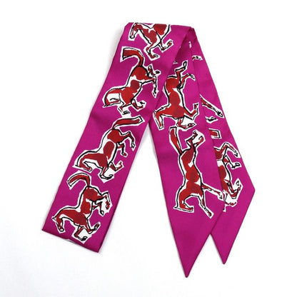 Hermes Twilly Chevaux En Liberte Liberty Horse Scarf Pink/red/white 063803s 16