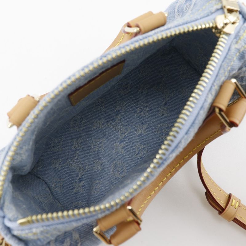Louis Vuitton Nano Speedy 2WAY Shoulder M11212 Monogram Denim Sky Blue Ladies